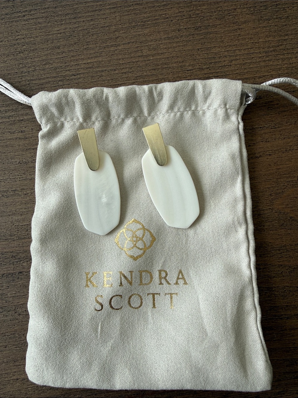 Kendra Scott White and Gold Drop Earrings
